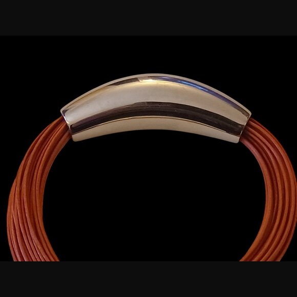 Emma Skye DSMK Stainless Steel Multi Cord Orange Red Size 7.25" Bracelet - Picture 7 of 10